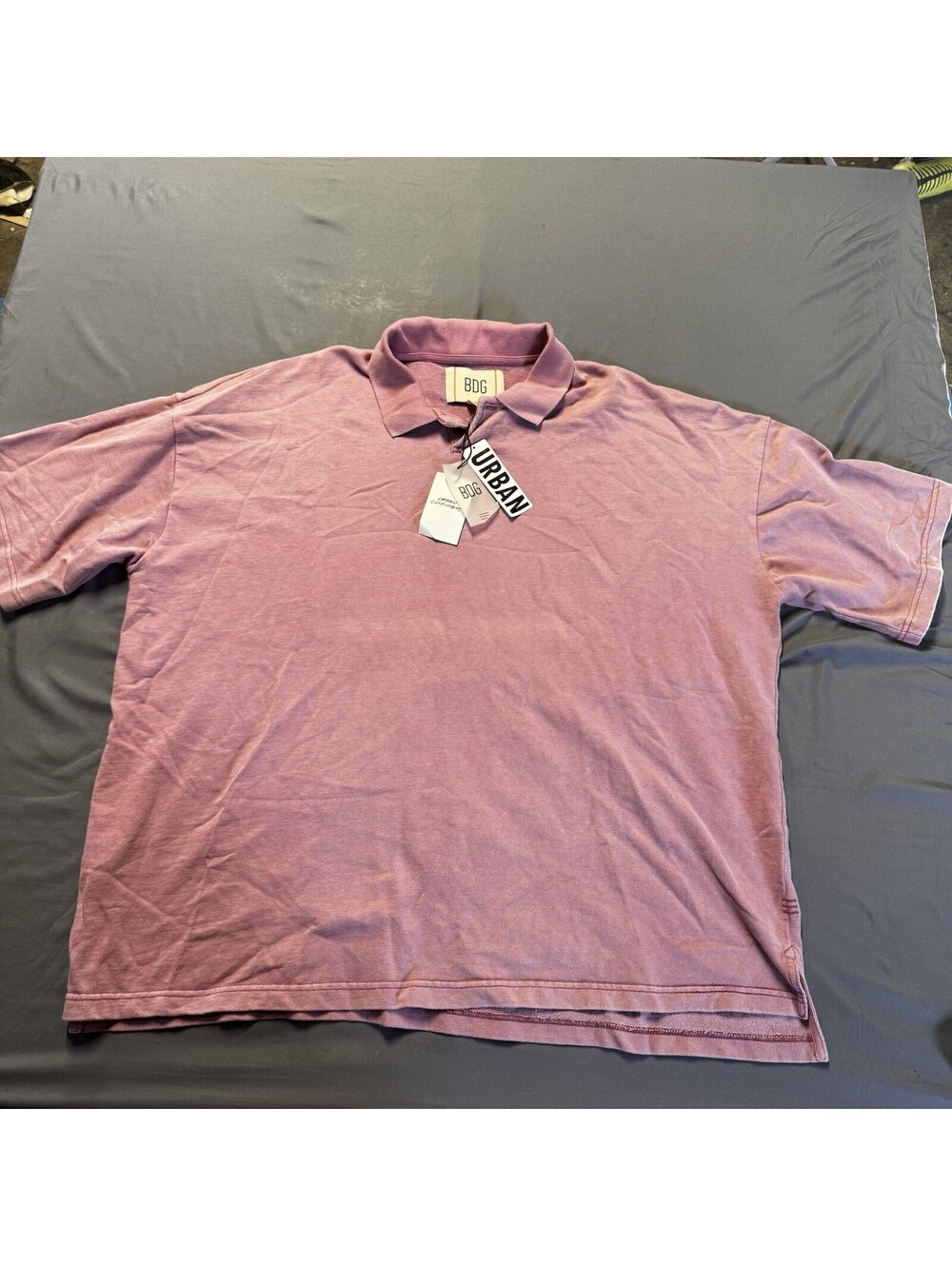 BDG Men's XL Purple Solid Short Sleeve Collared Polo Shirt Regular Fit